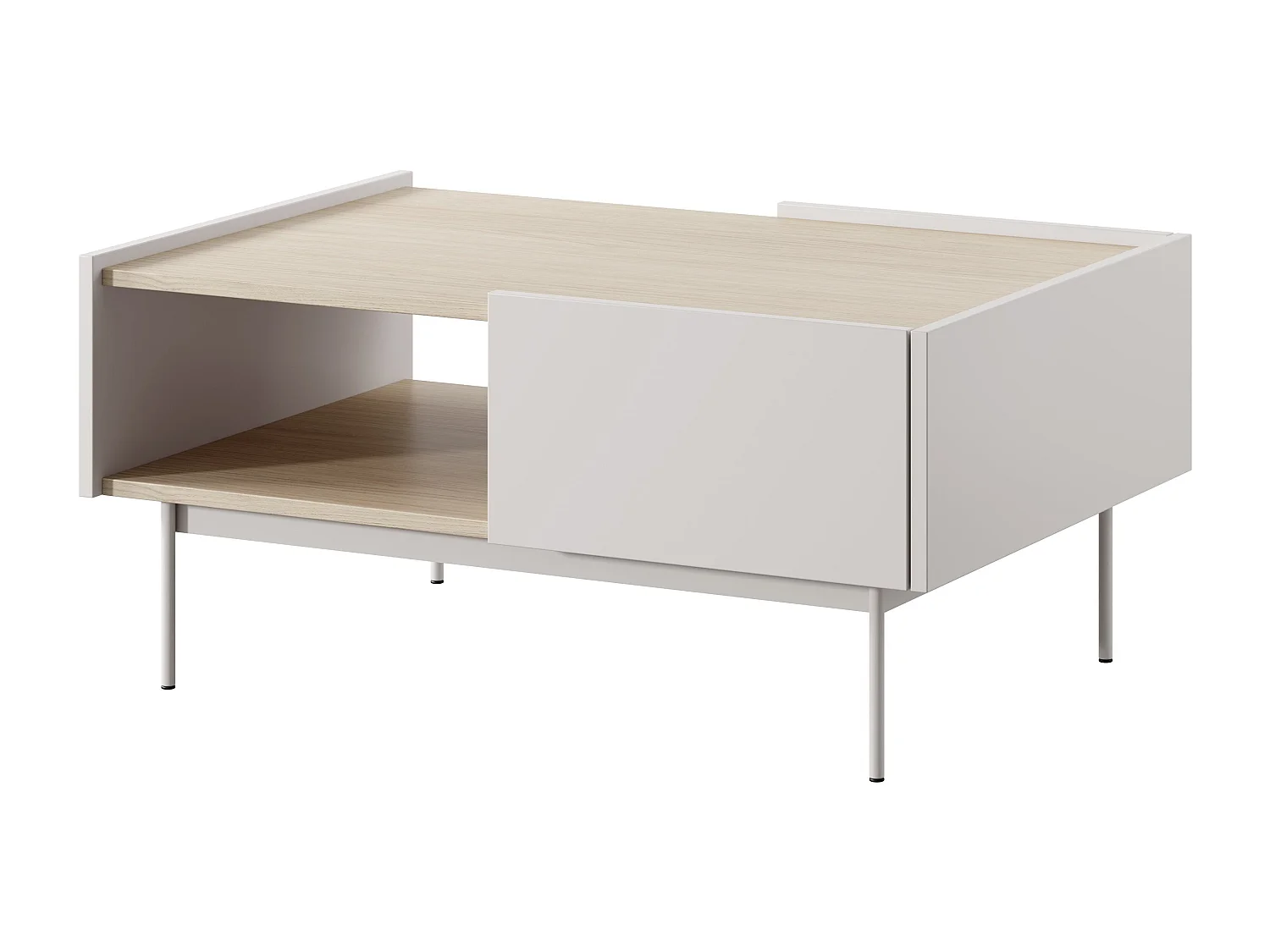 Table basse à 2 tiroirs en bois lamellé, 97x45 cm