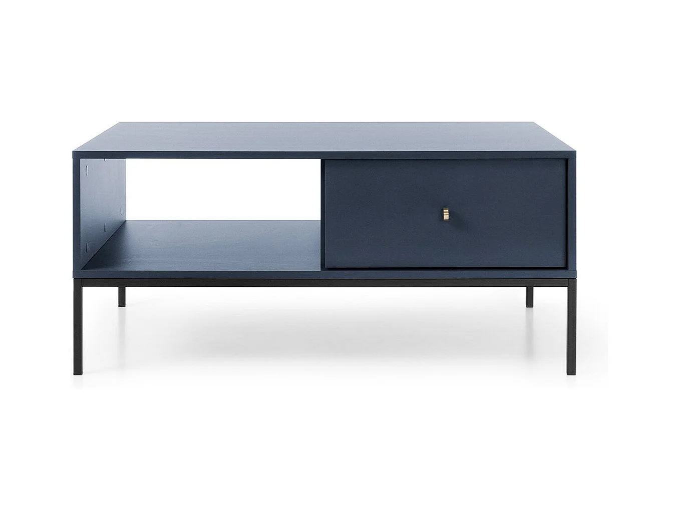 Table basse 1 tiroir avec pieds en métal noir 104x68 cm