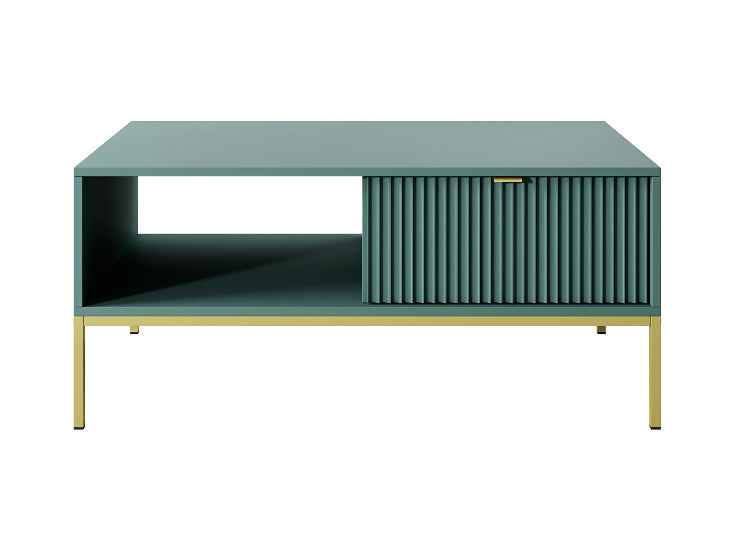 Couchtisch aus laminiertem Holz mit goldenen Metallfüßen 104x68 cm