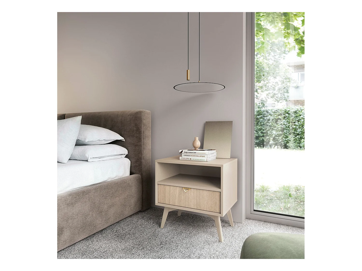 Comodino 1 cassetto 1 in legno laminato 54x54 cm