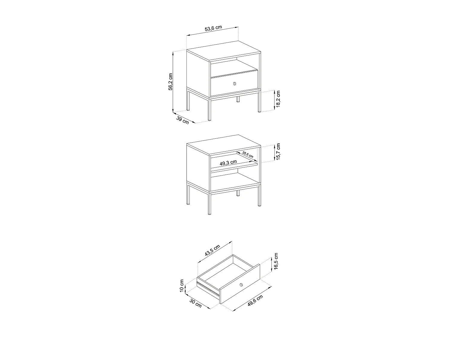 Comodino 1 cassetto 54x56 cm