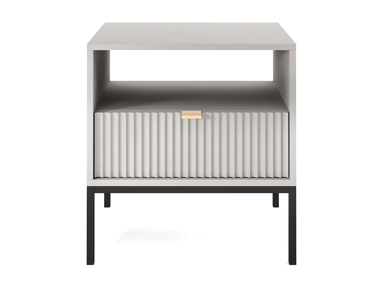 Nachttisch mit 1 Schublade und schwarzen Metallfüßen 54x56 cm