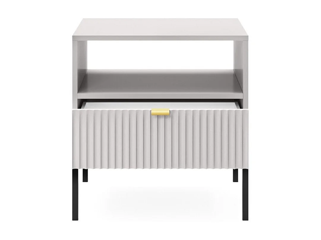 Nachttisch mit 1 Schublade und schwarzen Metallfüßen 54x56 cm