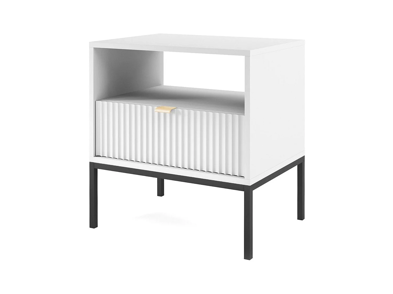 Chevet tafel 1 lade met metalen pieds zwart 54x56 cm