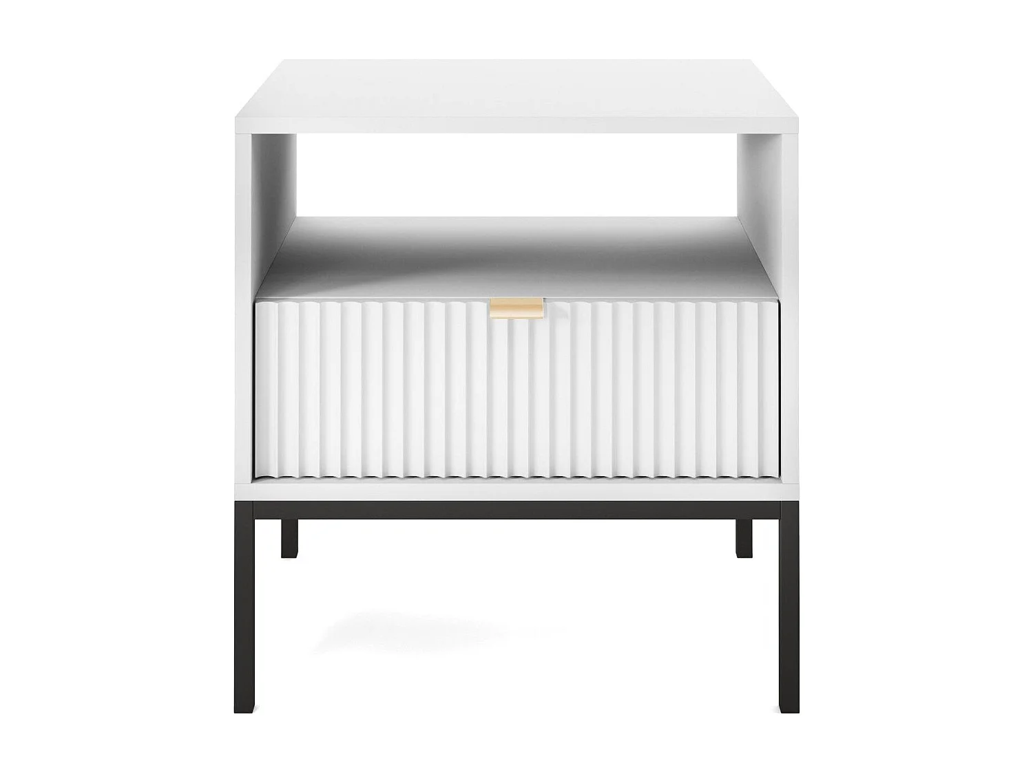 Chevet tafel 1 lade met metalen pieds zwart 54x56 cm