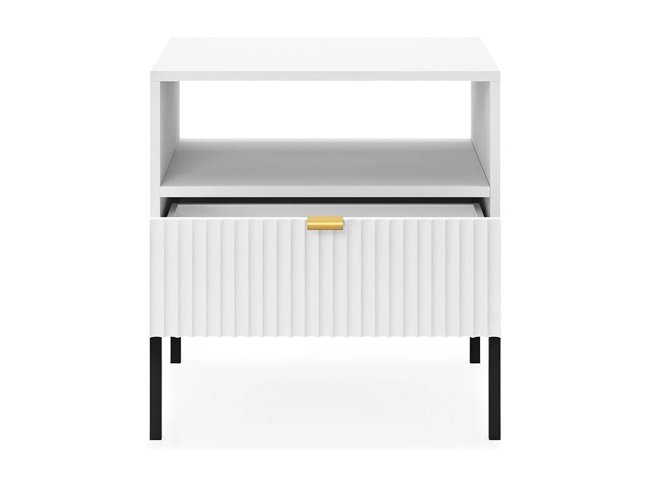 Chevet tafel 1 lade met metalen pieds zwart 54x56 cm