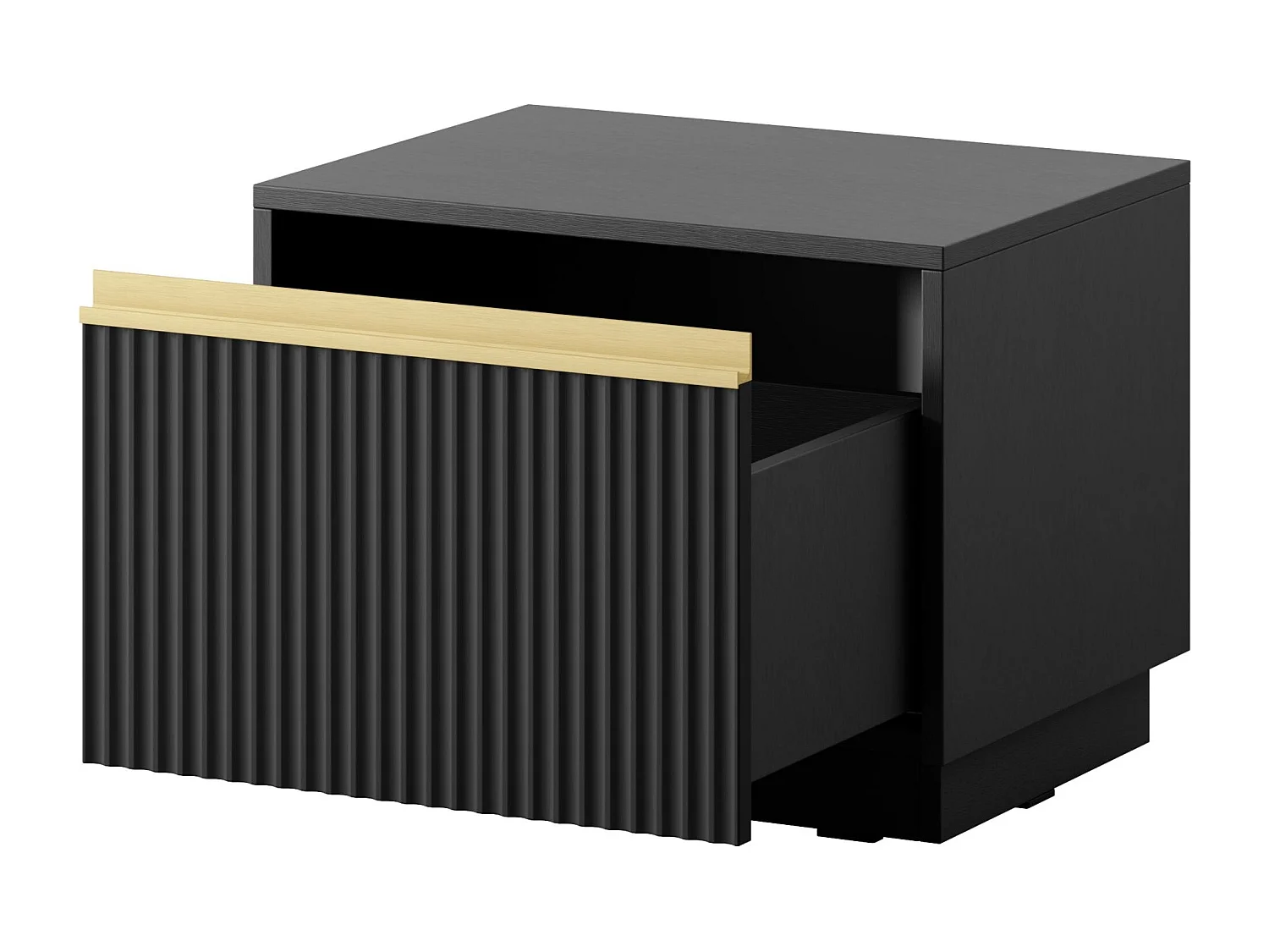 Comodino 1 cassetto in legno laminato nero 54x42 cm