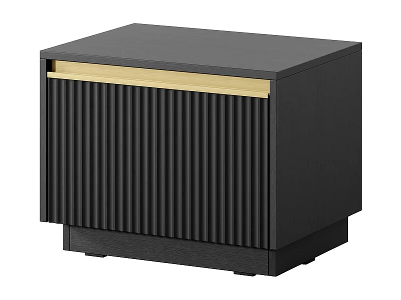 Table de chevet 1 tiroir en bois laminé noir 54x42 cm