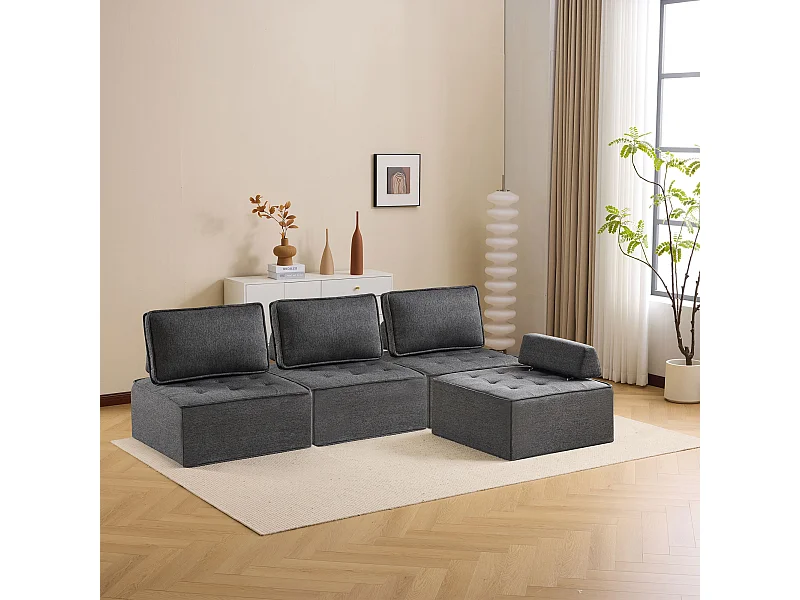 Fauteuil, eenpersoons gestoffeerde fauteuil met hoes, zitzakbank voor woonkamer, slaapkamer, logeerkamer of kinderkamer, kleine zitset