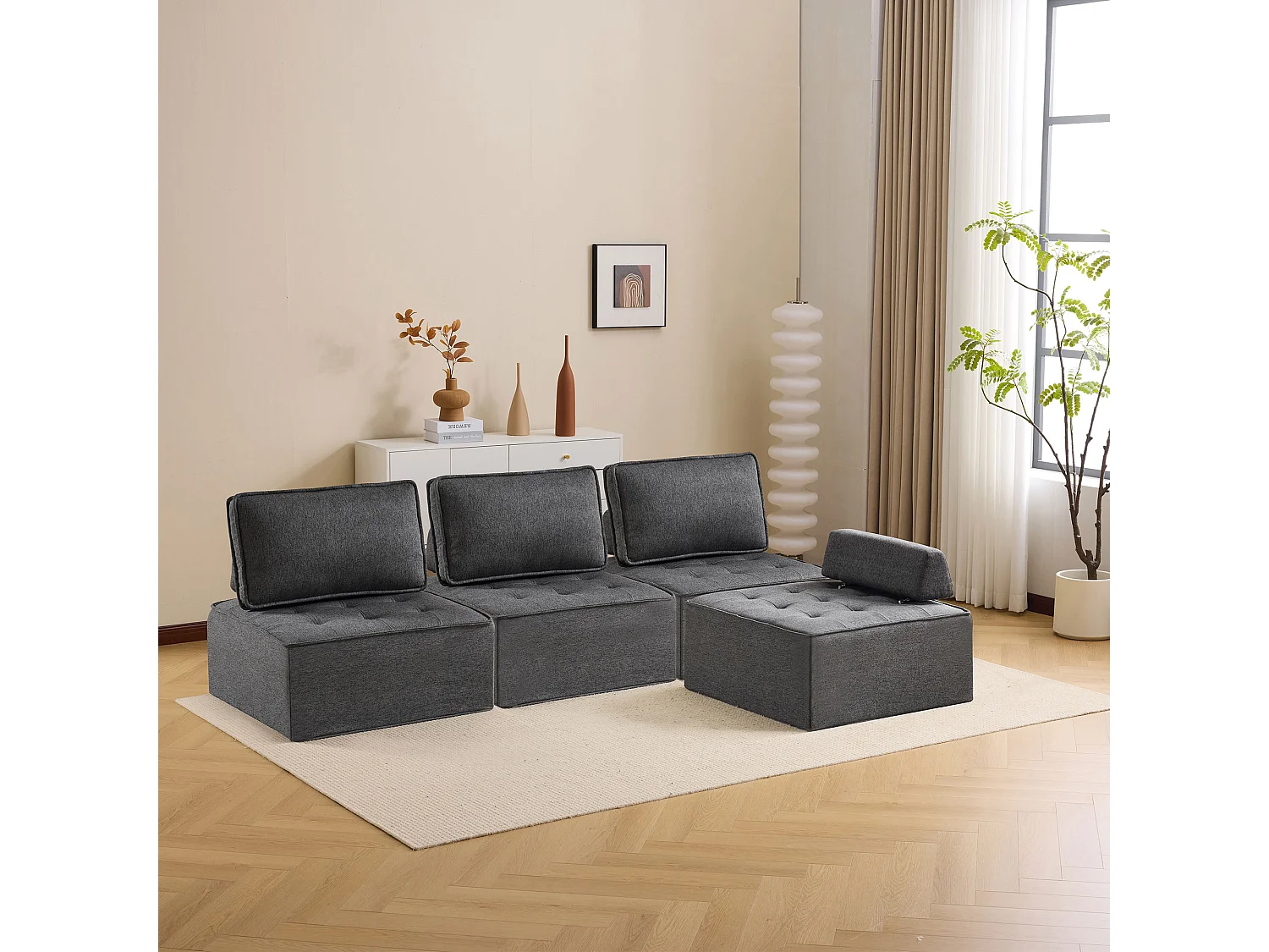 Fauteuil, eenpersoons gestoffeerde fauteuil met hoes, zitzakbank voor woonkamer, slaapkamer, logeerkamer of kinderkamer, kleine zitset