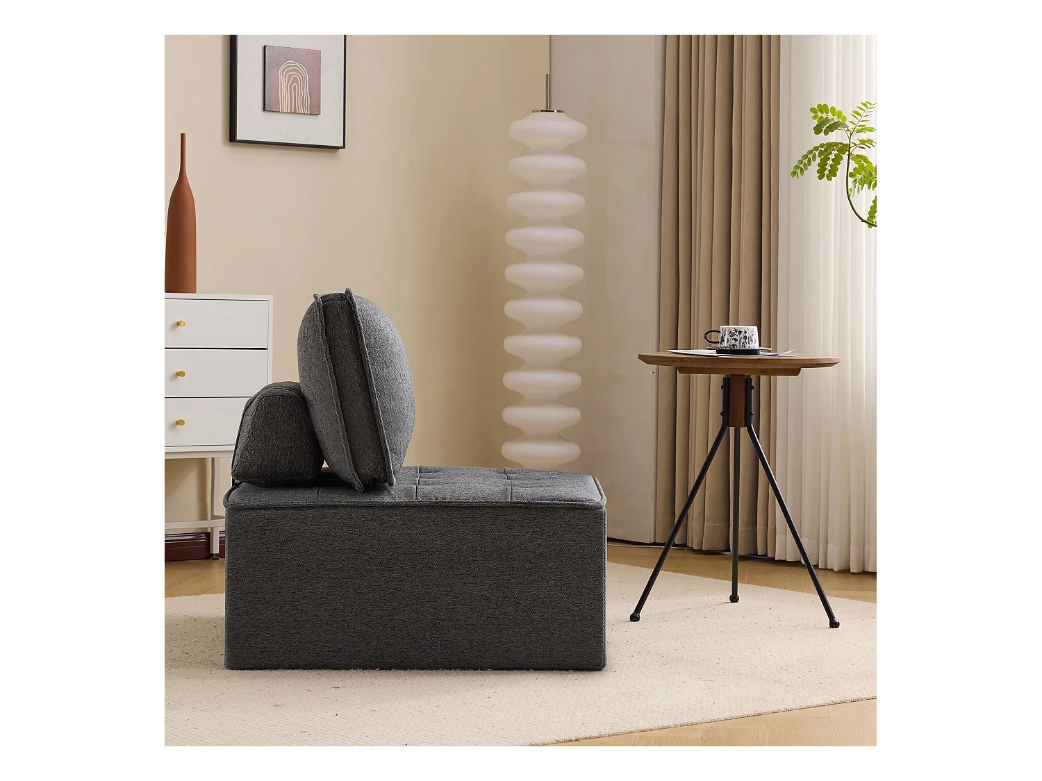 Fauteuil, eenpersoons gestoffeerde fauteuil met hoes, zitzakbank voor woonkamer, slaapkamer, logeerkamer of kinderkamer, kleine zitset