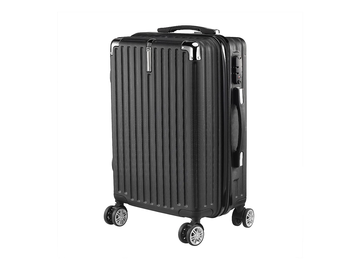 Conjunto de Mala de Viagem ABS - 3 Peças, Com Fecho de Código e Rodas 360° - Preto