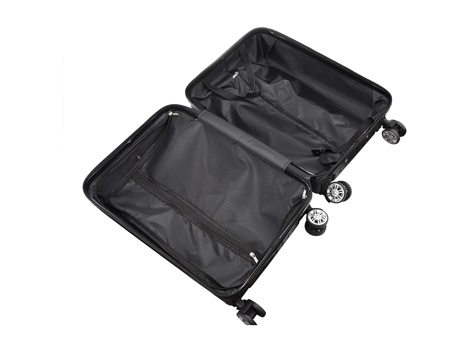 Conjunto de Mala de Viagem ABS - 3 Peças, Com Fecho de Código e Rodas 360° - Preto