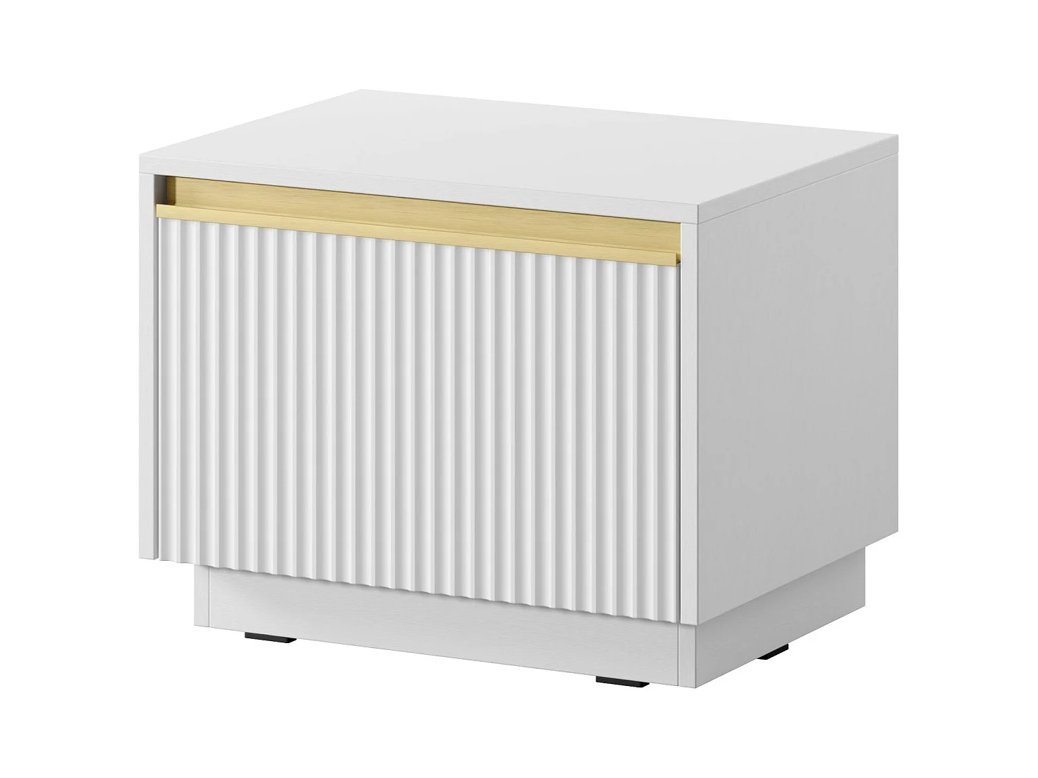 Comodino 1 cassetto in legno laminato bianco 54x42 cm