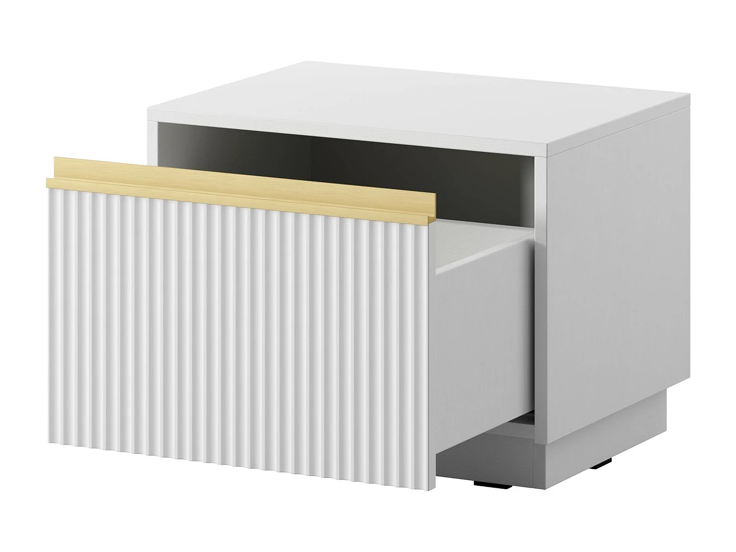 Comodino 1 cassetto in legno laminato bianco 54x42 cm