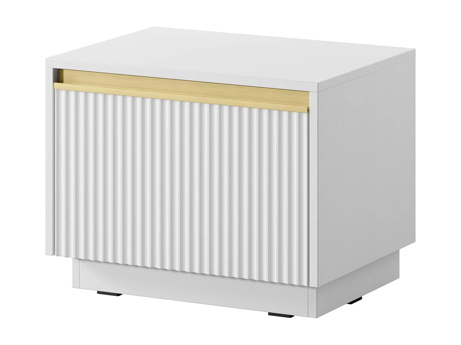 Table de chevet 1 tiroir en bois lamellé blanc 54x42 cm