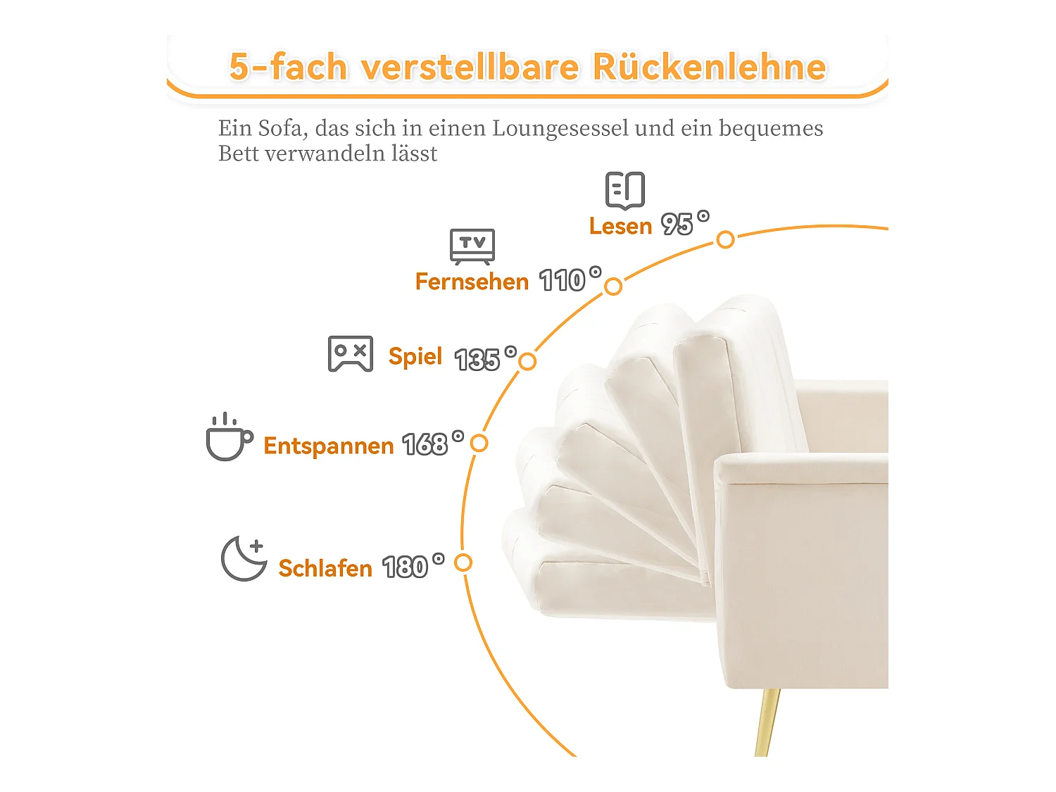 Divano letto in velluto con gambe regolabili e video. Salvaspazio per soggiorno, camera, stanza ospiti e home theater.