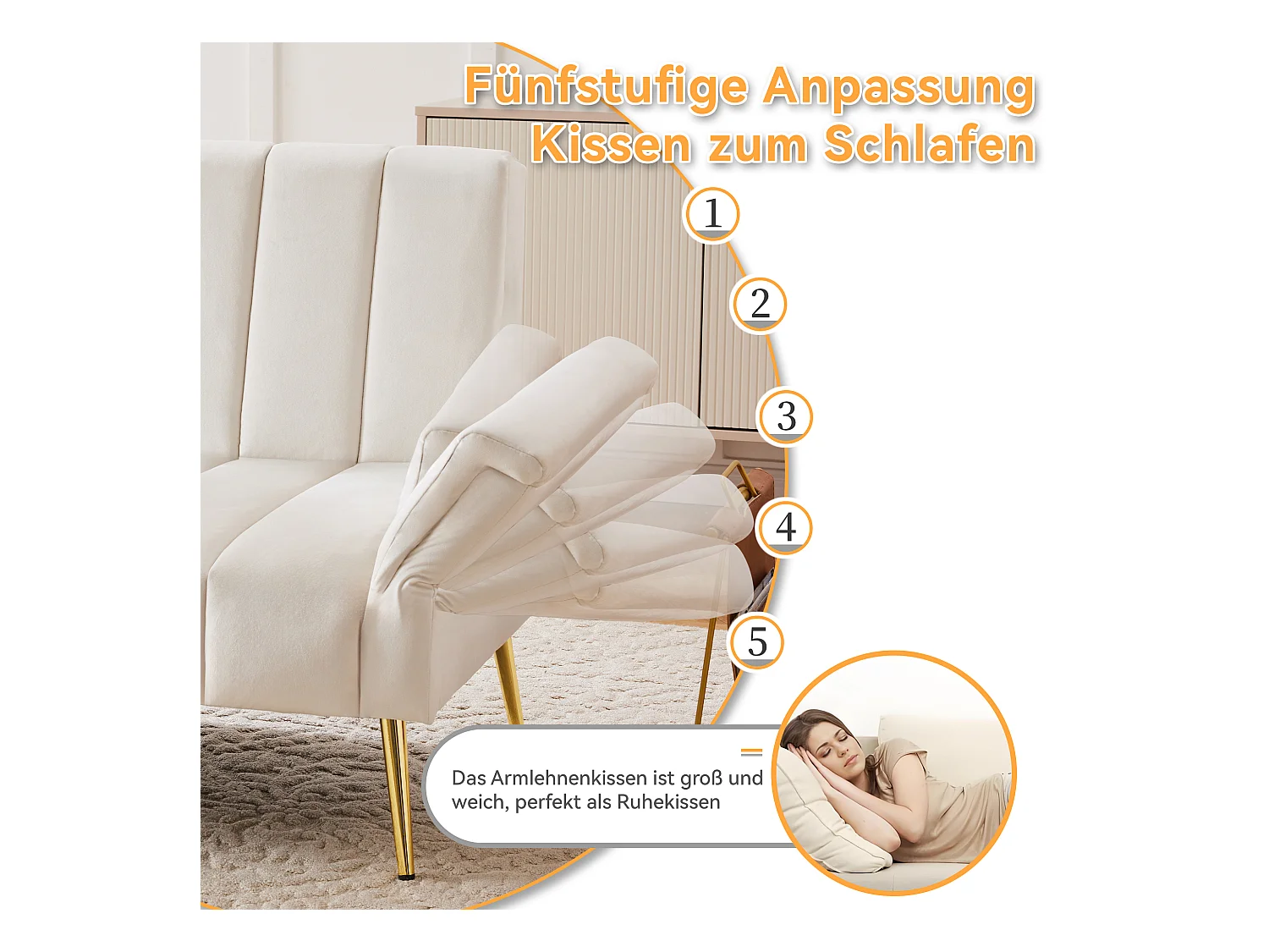 Divano letto in velluto con gambe regolabili e video. Salvaspazio per soggiorno, camera, stanza ospiti e home theater.