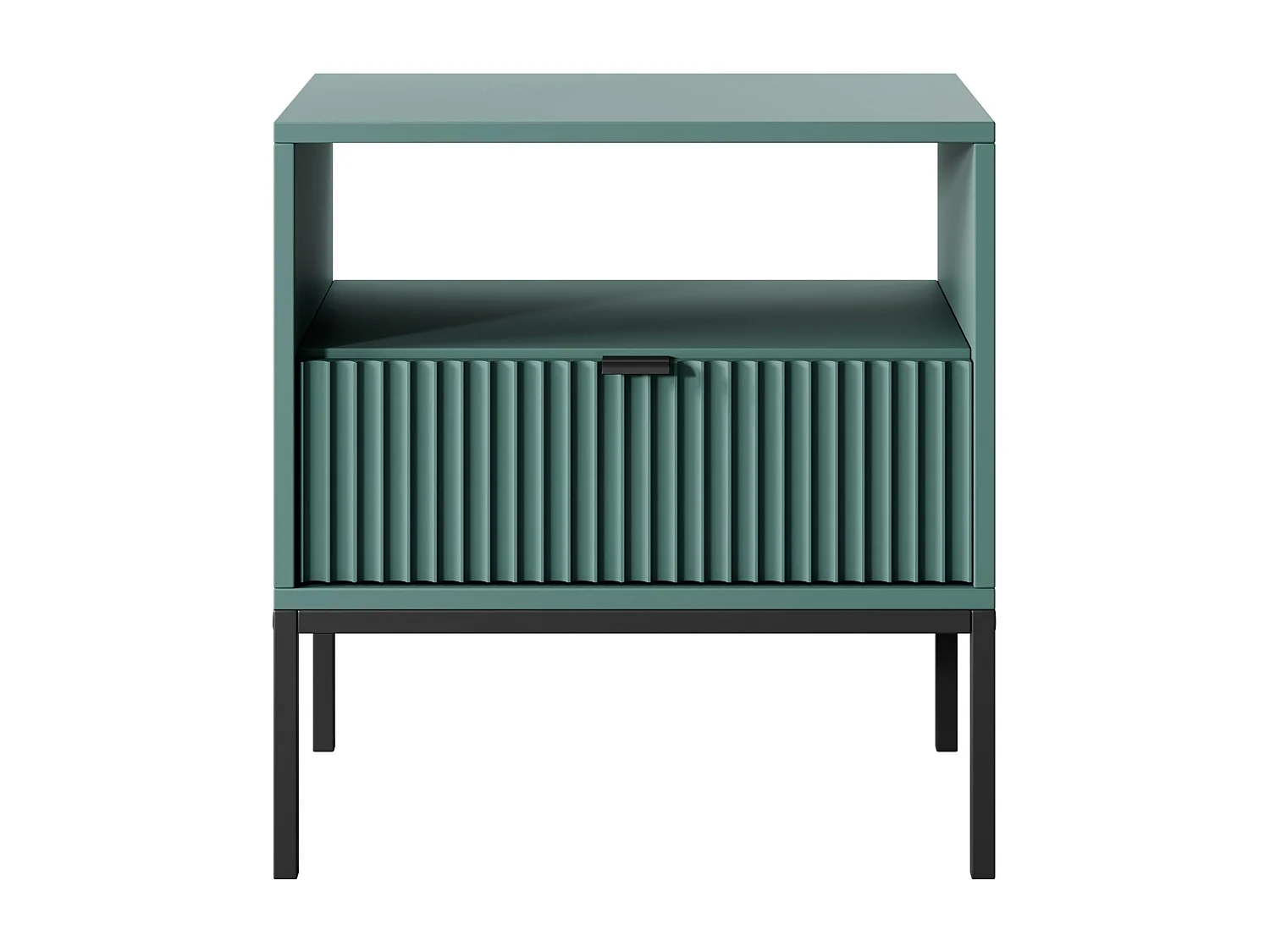 Table de chevet 1 tiroir avec pieds en métal noir 54x56 cm