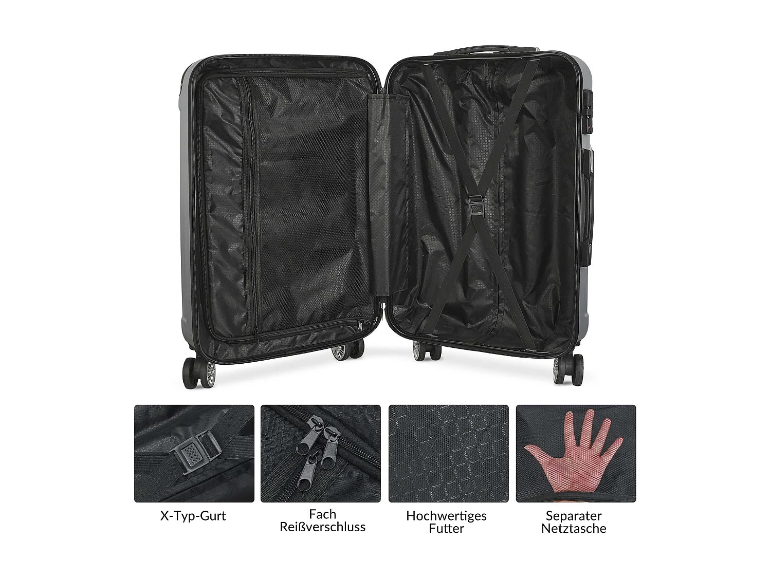 Ensemble de bagages empilables avec roues 360° et poignée rétractable – 3 tailles (M/L/XL) + balance numérique offerte