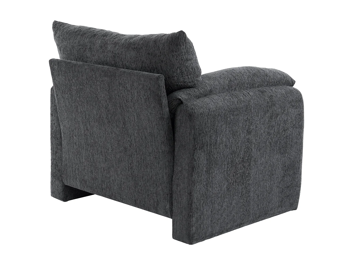 Poltrona oversize in ciniglia con cuscino. Comoda e moderna, ideale per soggiorno e camera da letto.