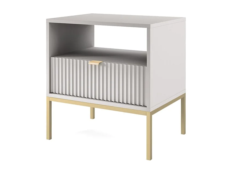 Nachttisch mit 1 Schublade und schwarzen Metallfüßen 54x56 cm