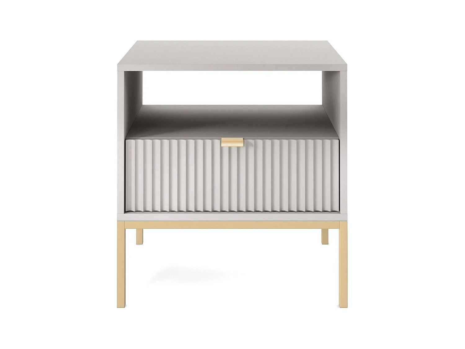 Comodino 1 cassetto con piedi in metallo nero 54x56 cm