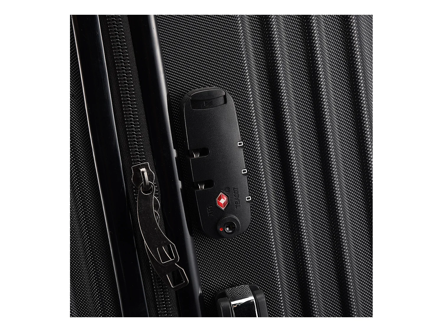 Maleta de viaje ABS de 3 piezas con cerradura de código y ruedas de 360°, color negro