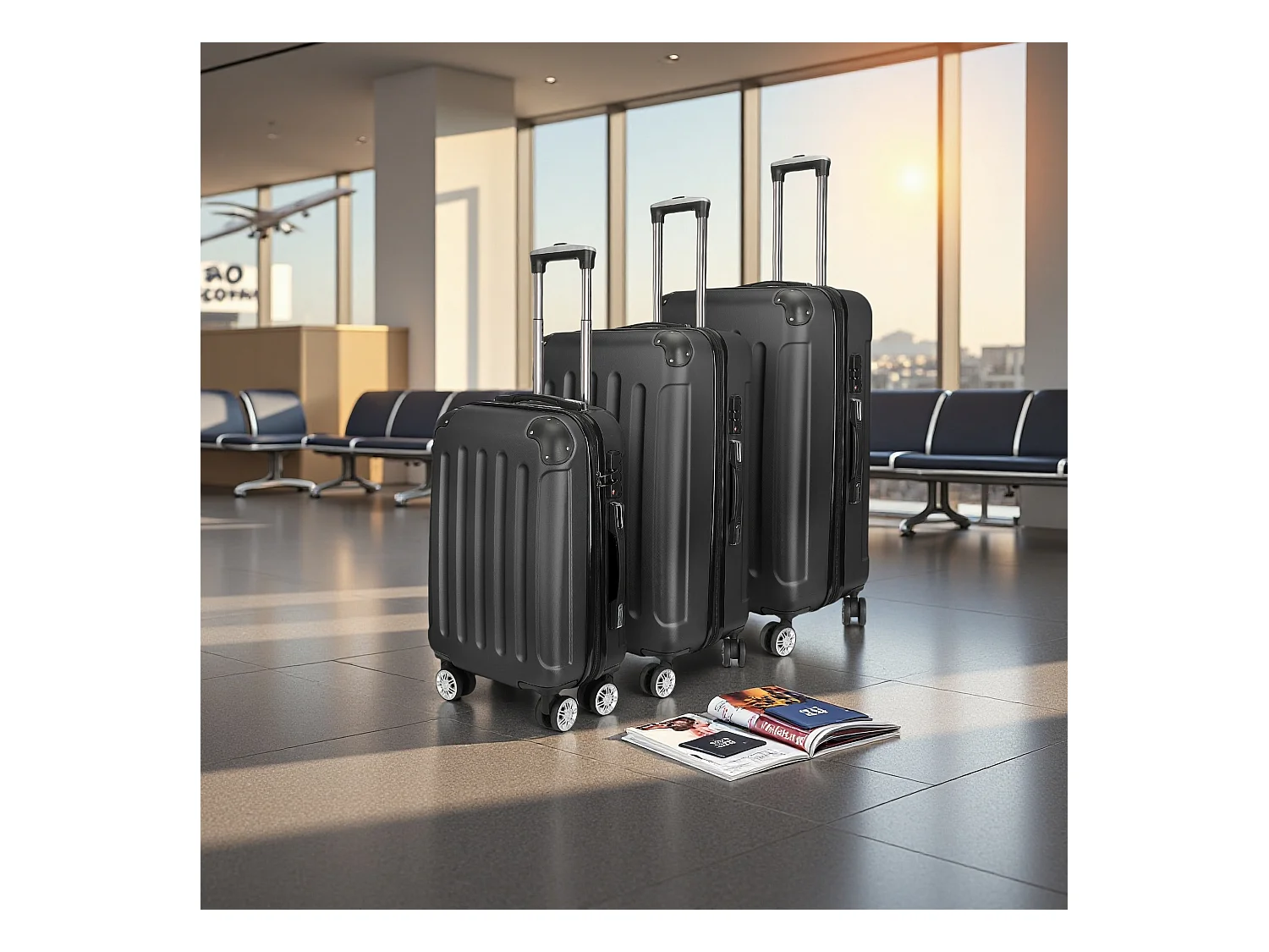 Valise de voyage ABS avec 4 roulettes pivotantes - Lot de 3 tailles