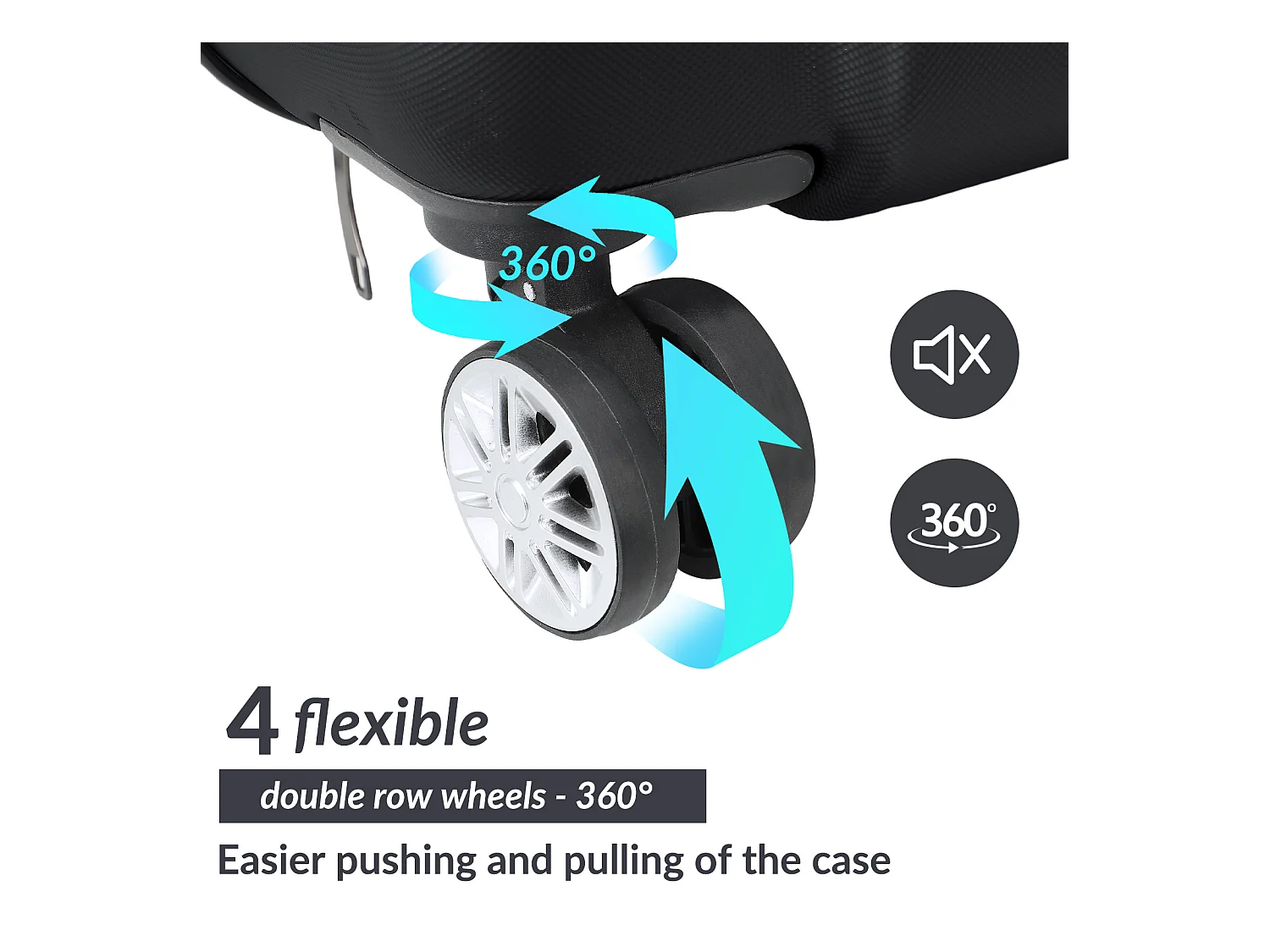 Valise de voyage ABS avec 4 roulettes pivotantes - Lot de 3 tailles