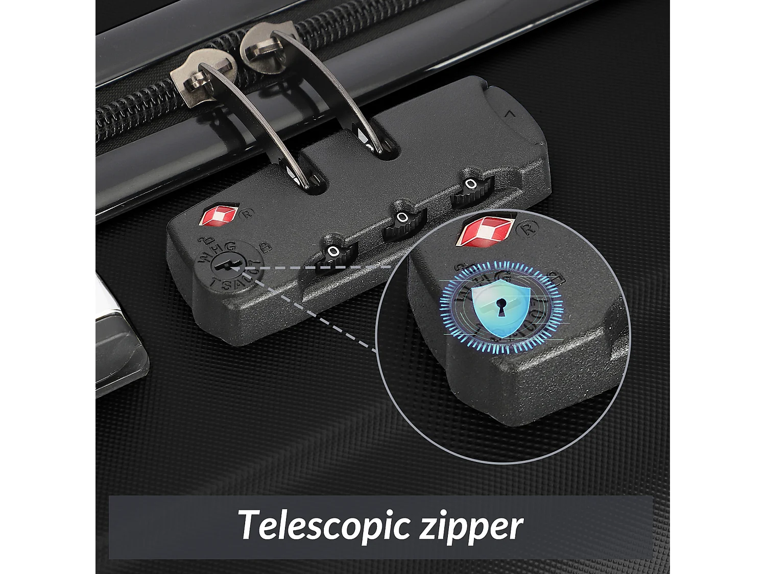 Valise de voyage ABS avec 4 roulettes pivotantes - Lot de 3 tailles