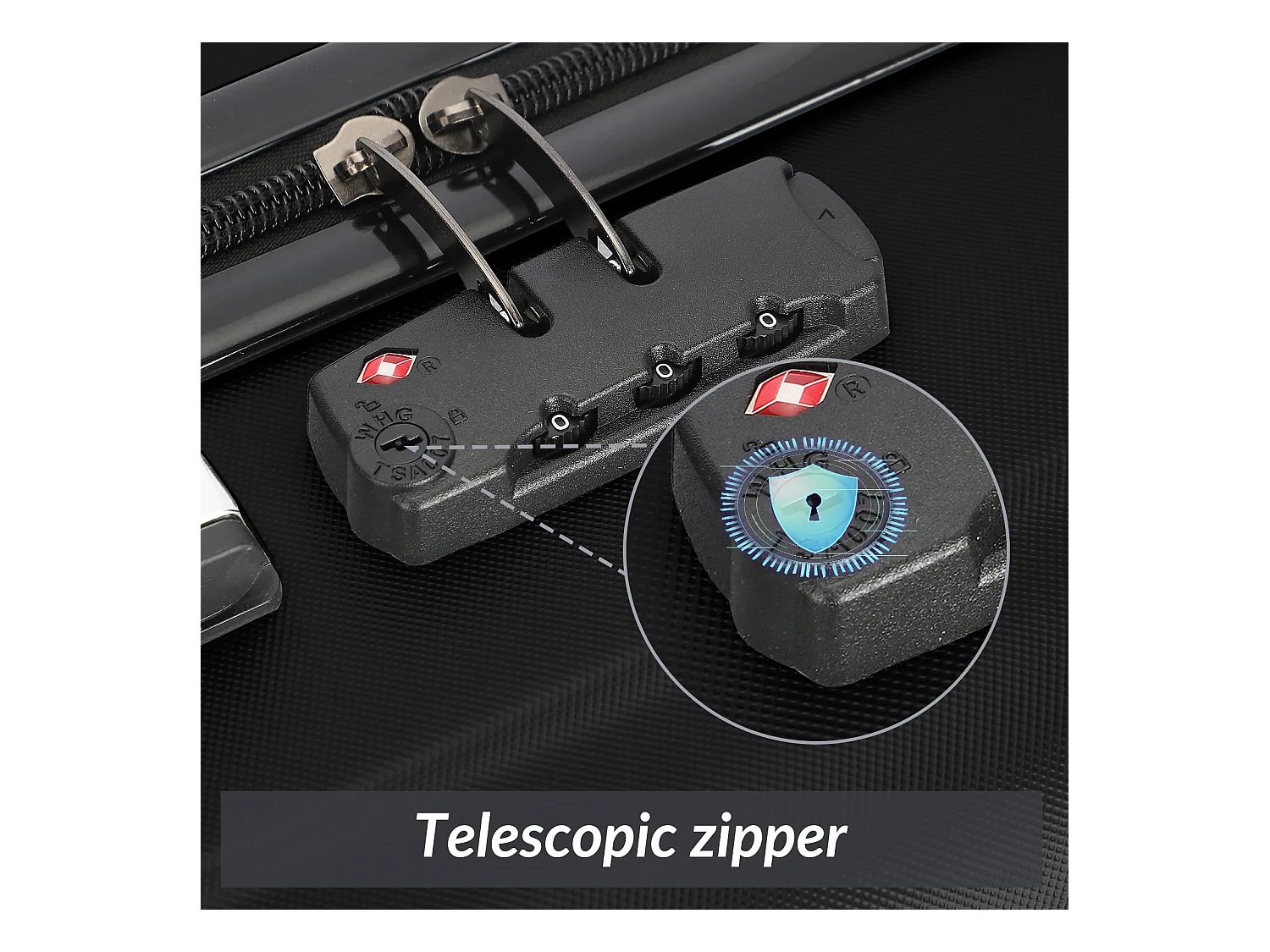 Valise de voyage ABS avec 4 roulettes pivotantes - Lot de 3 tailles