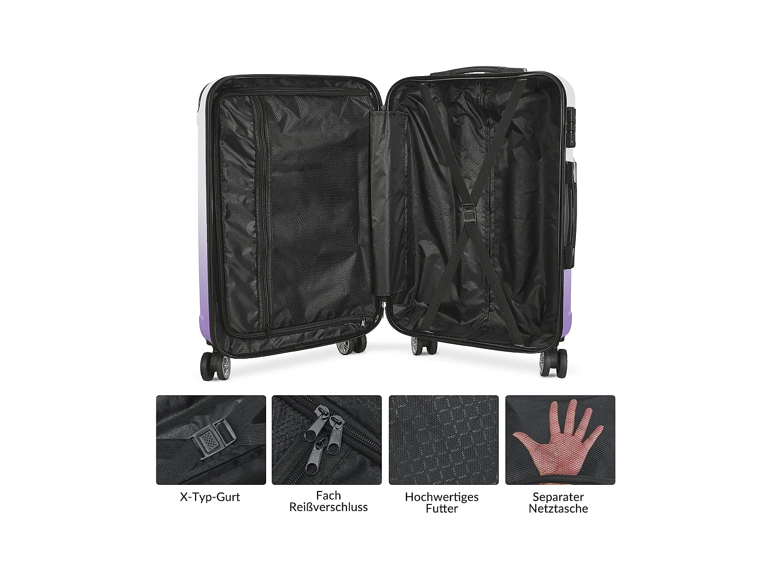 Ensemble de bagages de voyage à motif dégradé violet – 3 tailles (50,8 cm, 61 cm, 71,1 cm) + pèse-bagages portable
