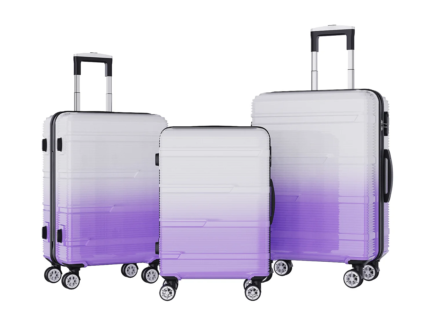 Reisbagageset met paars gradiëntontwerp - 3 maten (20"/24"/28") + draagbare bagageweegschaal