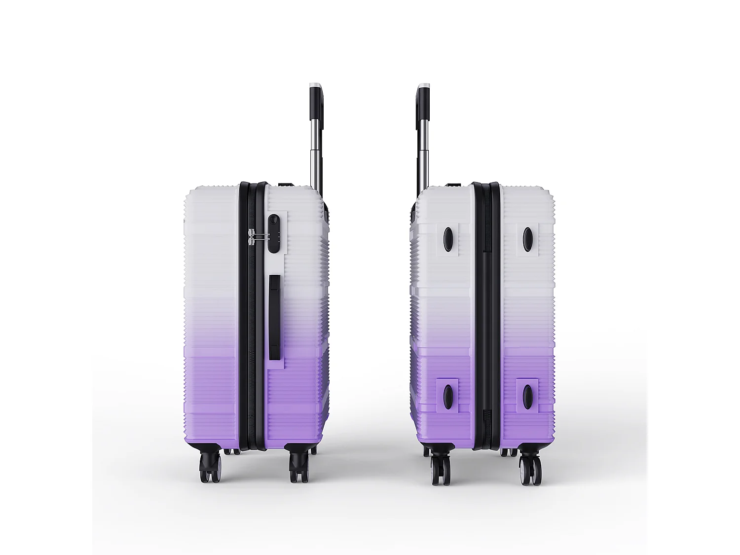 Reisbagageset met paars gradiëntontwerp - 3 maten (20"/24"/28") + draagbare bagageweegschaal