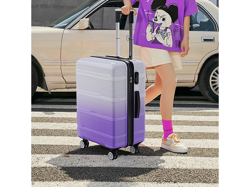 Ensemble de bagages de voyage à motif dégradé violet – 3 tailles (50,8 cm, 61 cm, 71,1 cm) + pèse-bagages portable