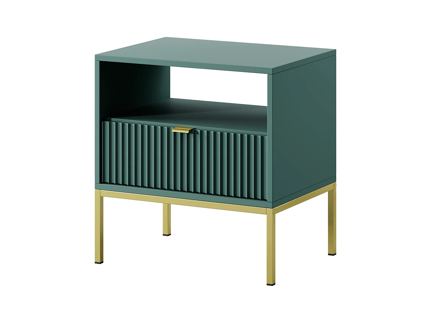 Table de chevet 1 tiroir avec pieds en métal noir 54x56 cm