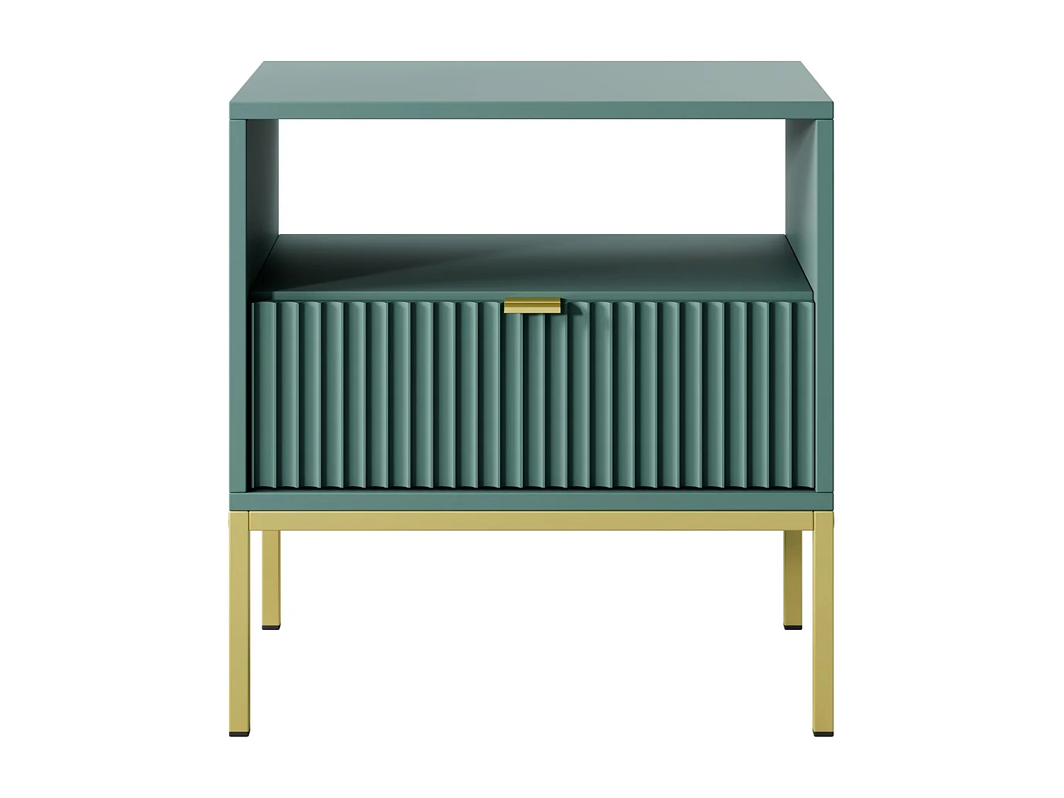 Table de chevet 1 tiroir avec pieds en métal noir 54x56 cm