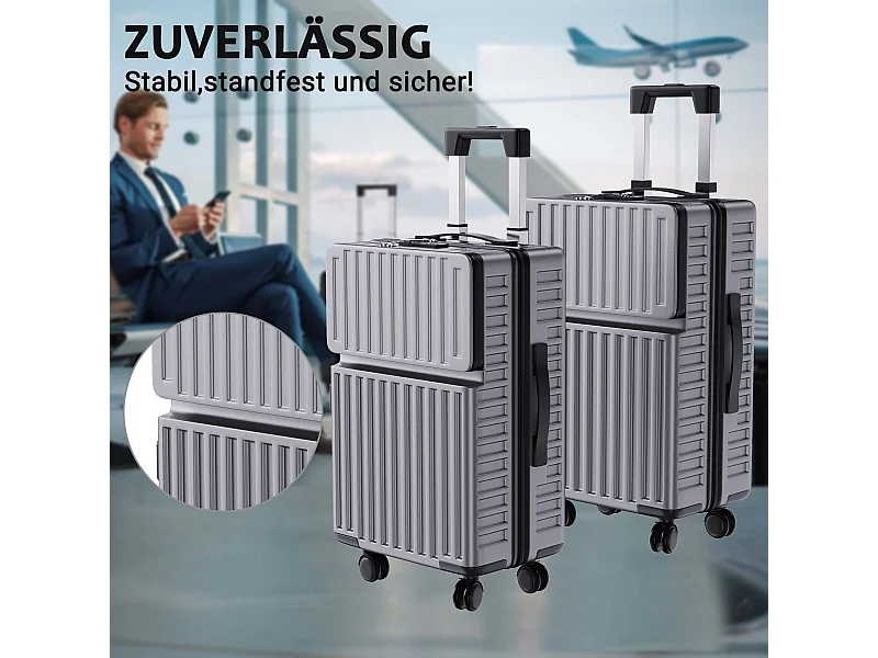 Set di valigie in ABS grigio – 2 pezzi (20"/24") con ruote a 360° e lucchetto TSA