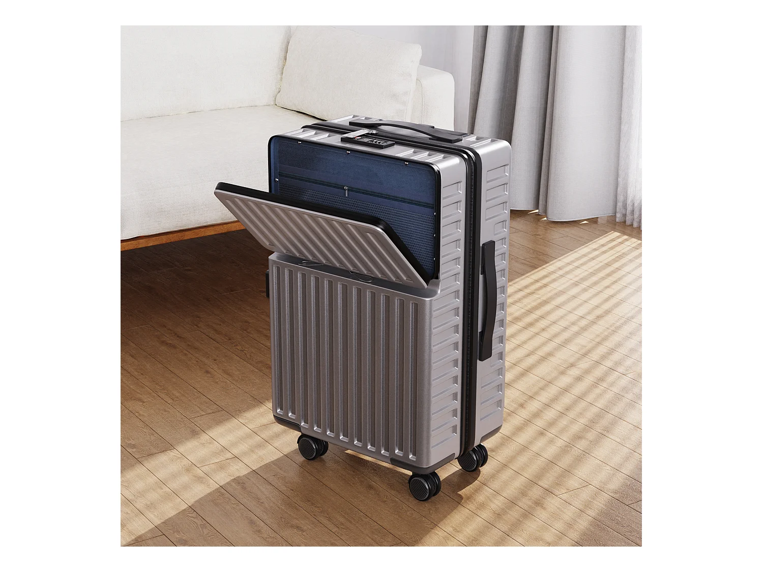 Set di valigie in ABS grigio – 2 pezzi (20"/24") con ruote a 360° e lucchetto TSA