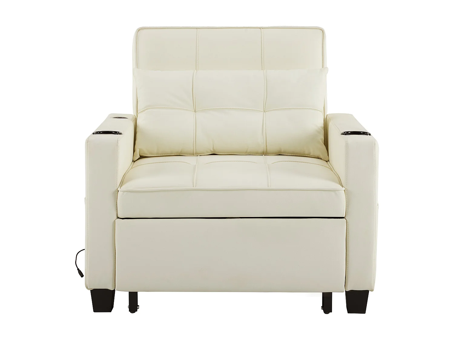 Canapé-lit 3 en 1 avec porte-gobelets et port USB, chaise longue réglable pour les petits espaces, canapé-lit