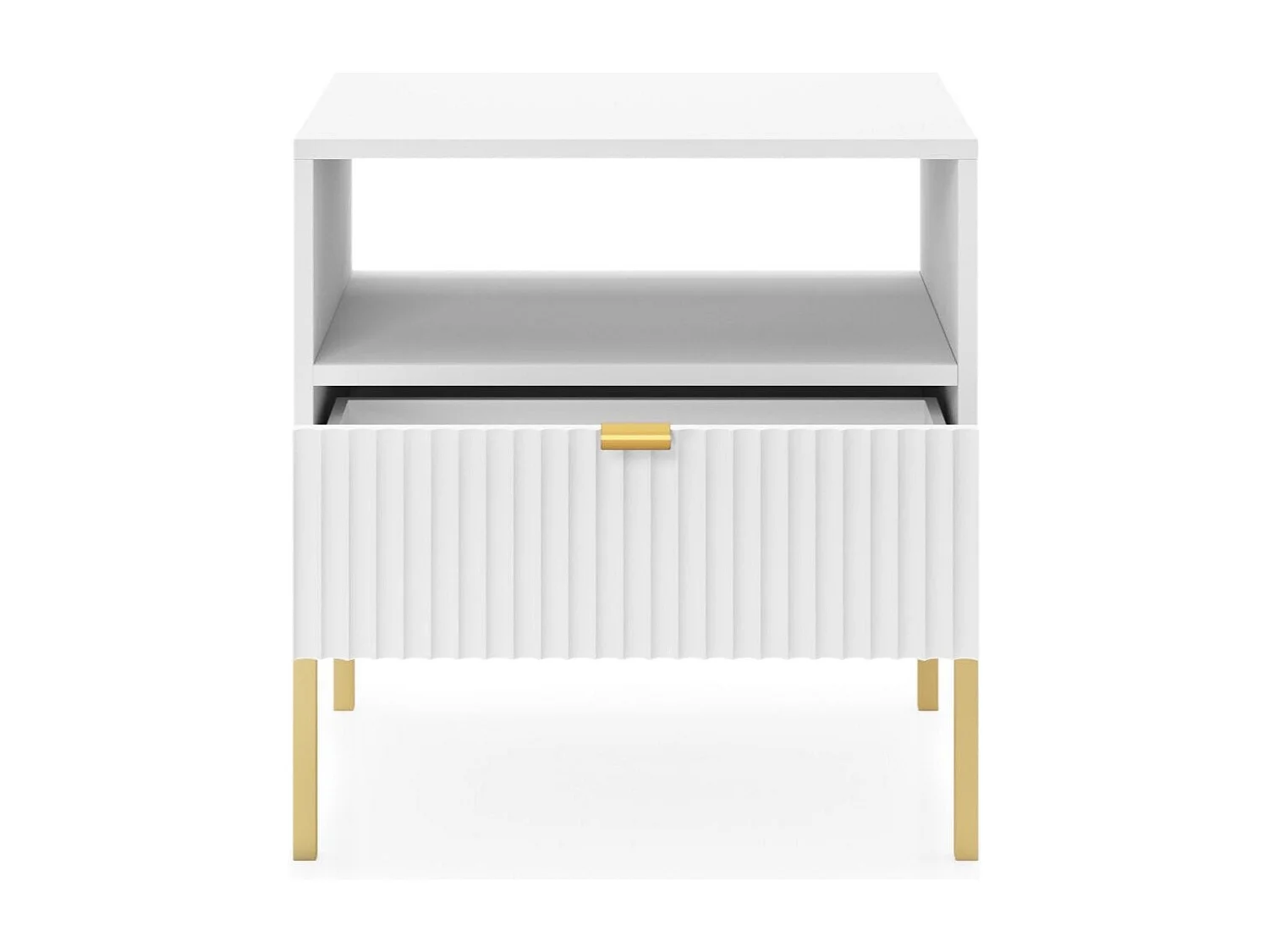 Chevet tafel 1 lade met metalen pieds zwart 54x56 cm