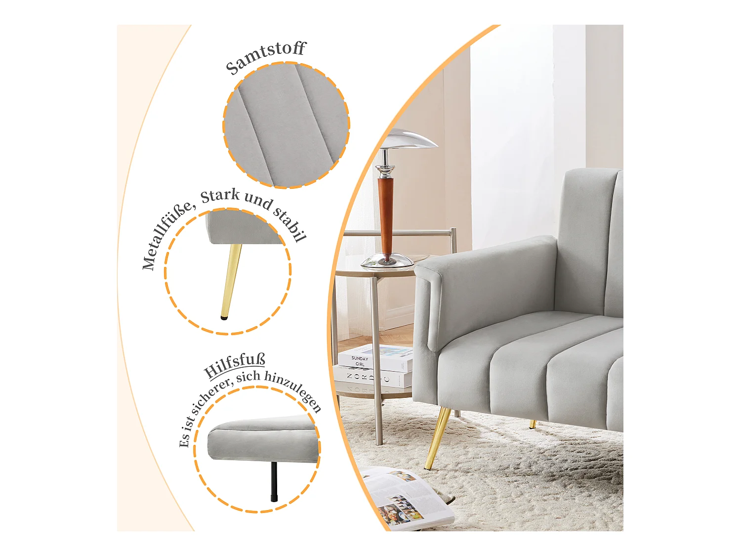 Moderno sofá cama doble de terciopelo, plegable, con patas ajustables y video instructivo. Ideal para salón, dormitorio, habitación de invitados y cine en casa.