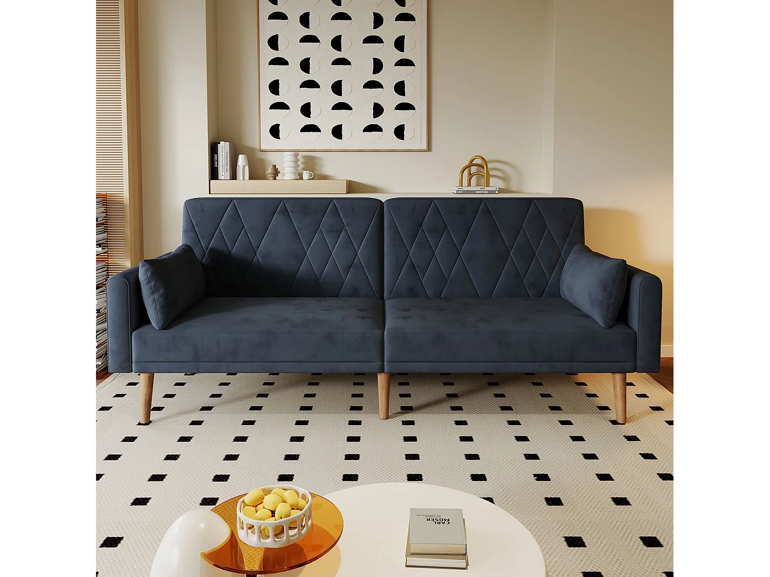 Canapé convertible pliant en velours. Lit d'appoint compact pour petits espaces, salons, chambres et home cinéma.