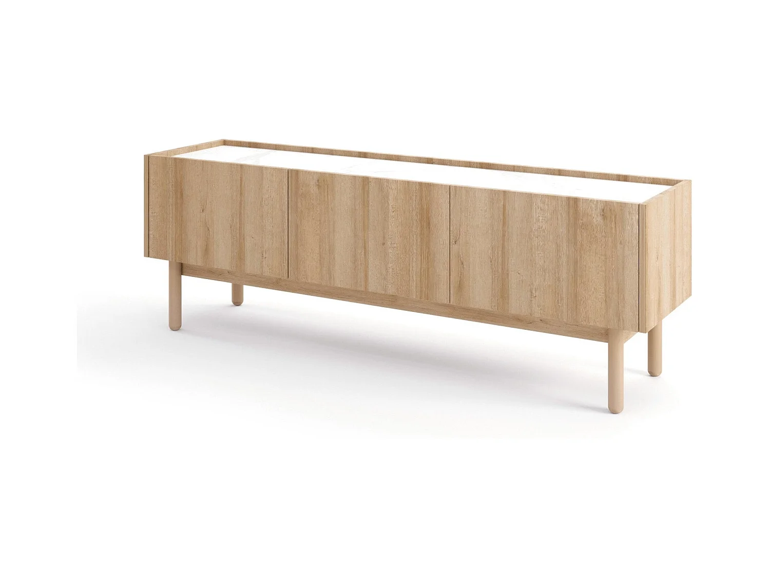 Meuble TV 3 portes en bois lamellé 144x48 cm