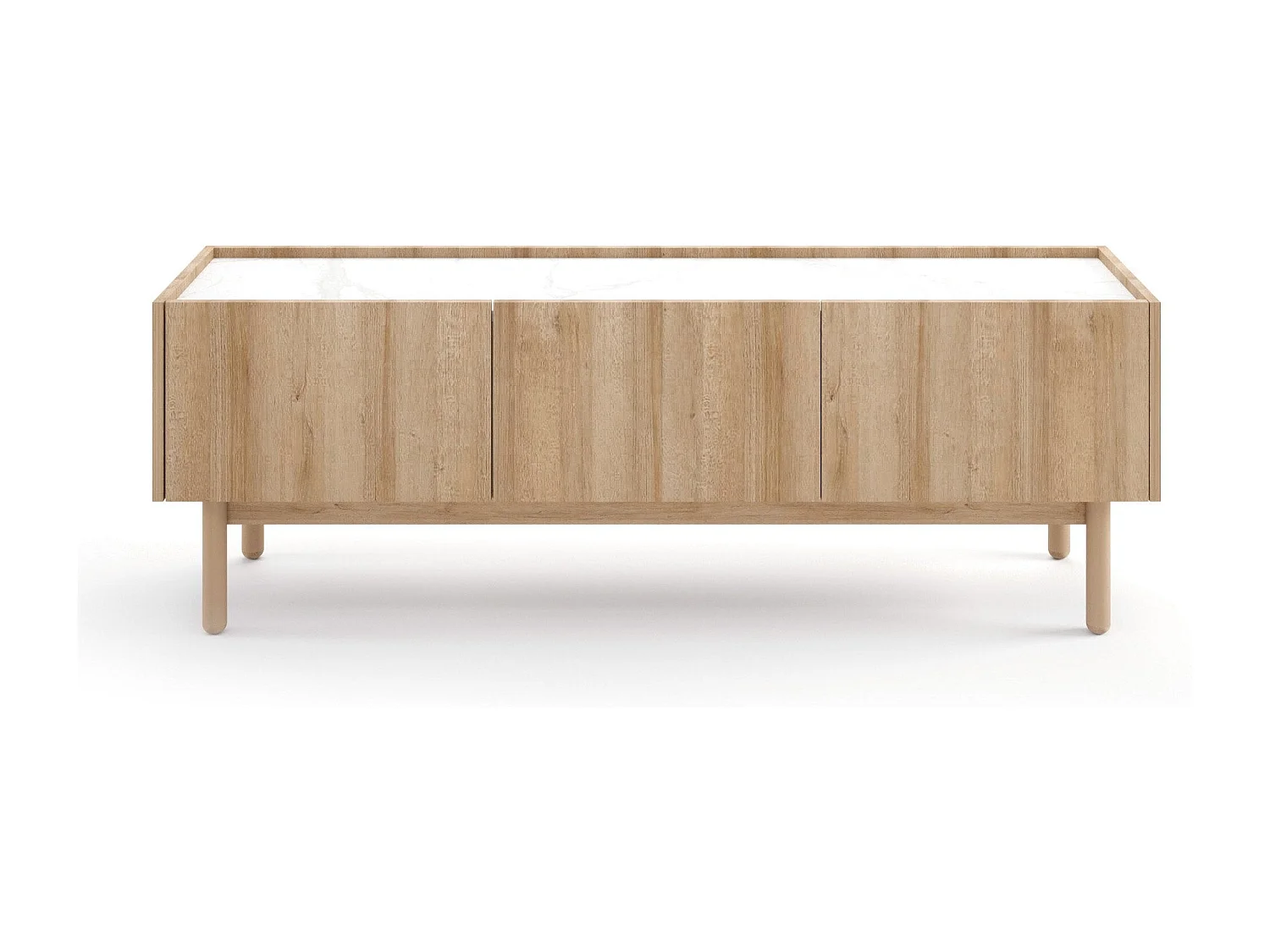 Meuble TV 3 portes en bois lamellé 144x48 cm