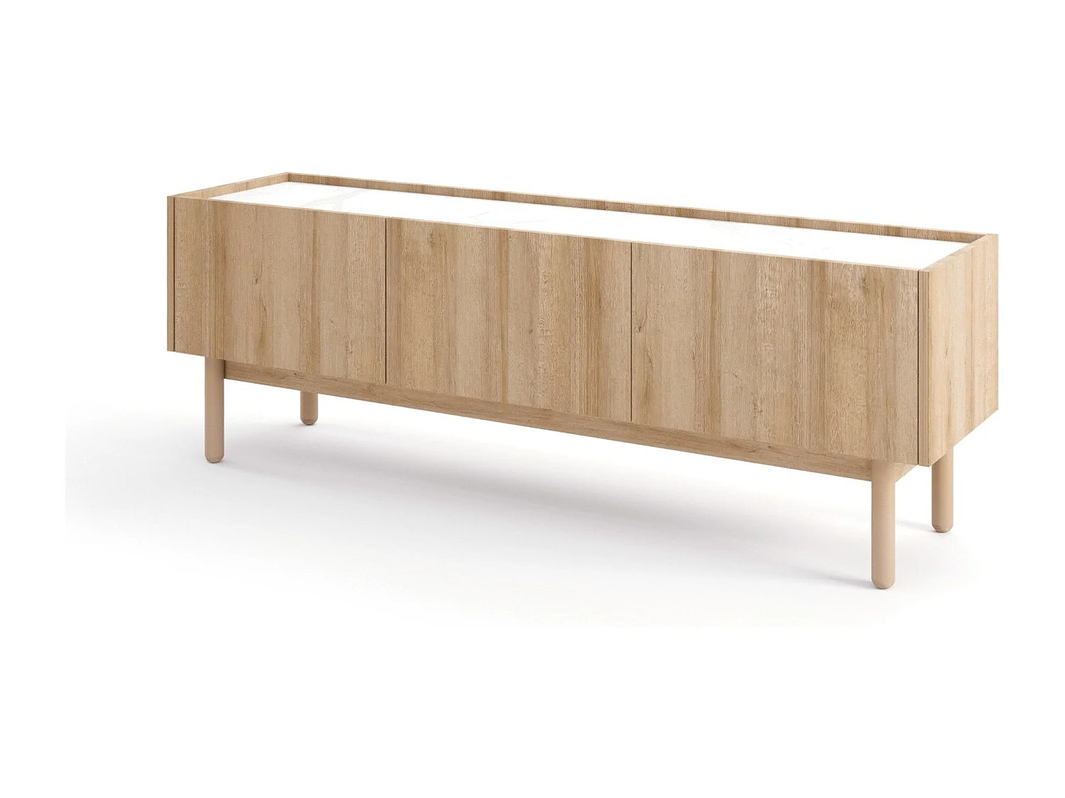 Meuble TV 3 portes en bois lamellé 144x48 cm