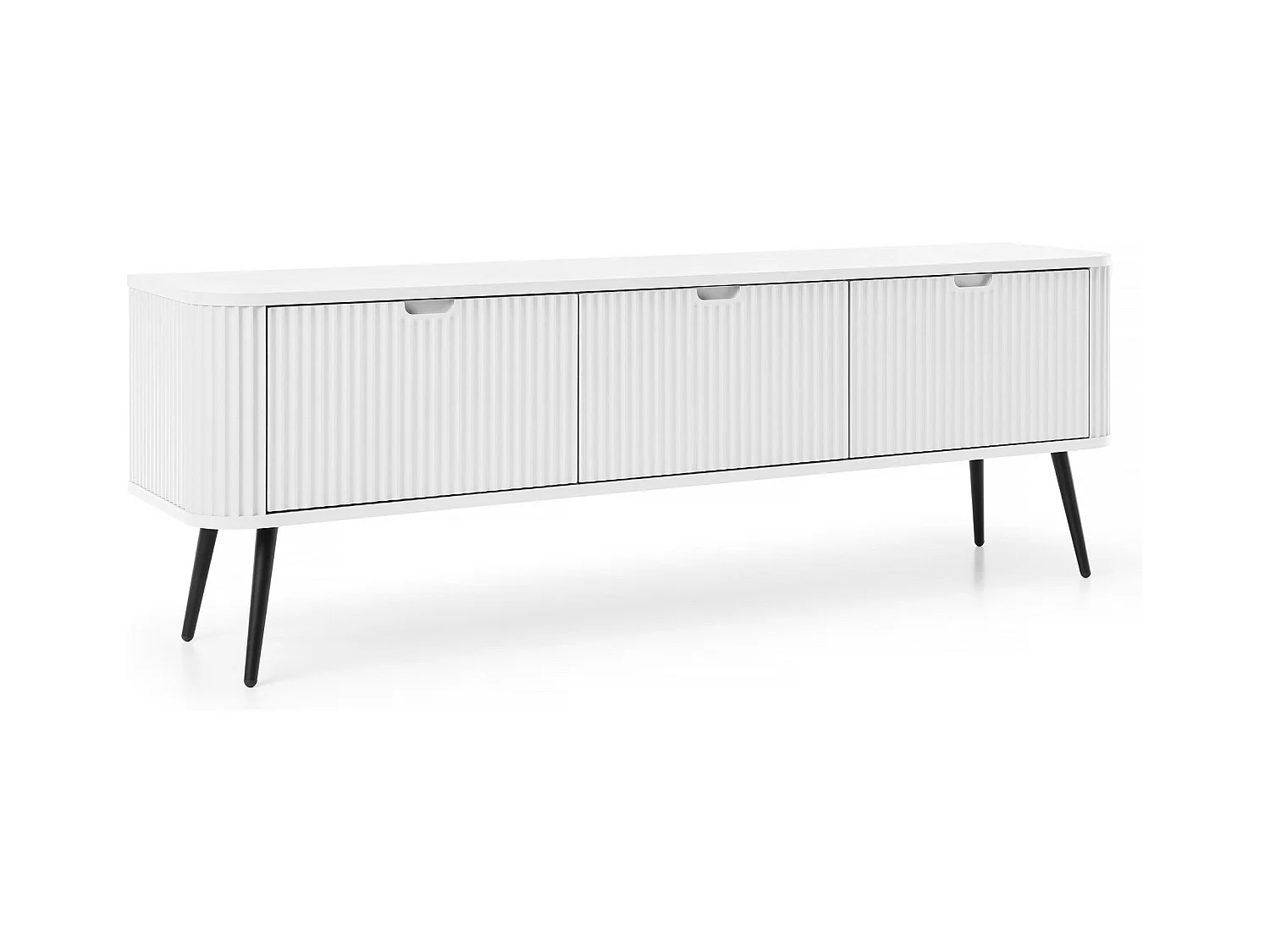 Meuble TV 3 portes avec pieds en métal noir 168x56 cm