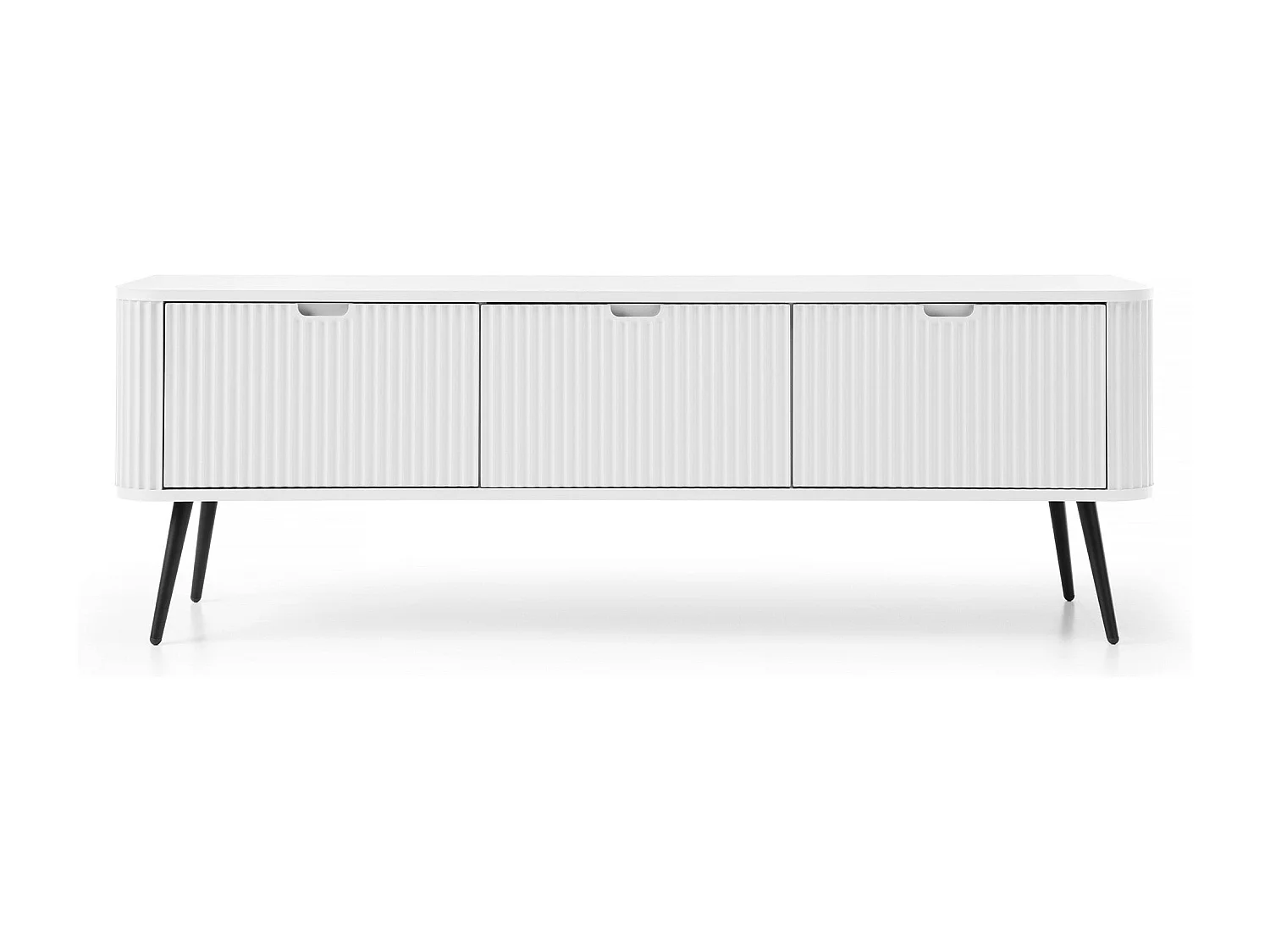 Meuble TV 3 portes avec pieds en métal noir 168x56 cm