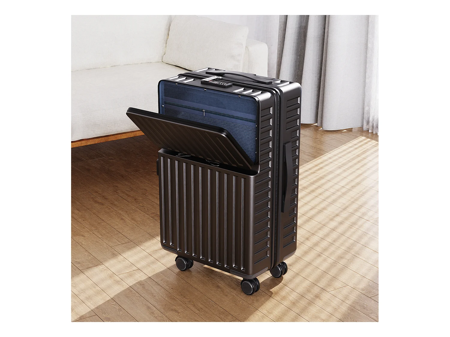 Zwarte ABS-kofferset – 2 stuks (20"/24") met 360° wielen en TSA-slot